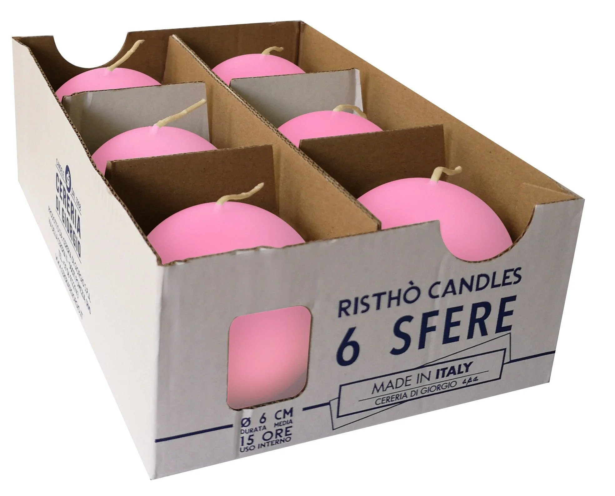 Cereria Di Giorgio Candele Sfera Ø 6 cm (6 pz) - Rosa Bebé