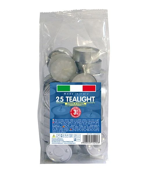 Cereria Di Giorgio Tealight Ø 3,6 cm H. 1,7 cm (25 pz) - Durata 3 ore