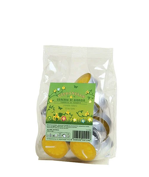 Cereria Di Giorgio Tealight alla Citronella Ø 3,6 cm H. 1,7 cm (12pz) - Durata 3,5 ore