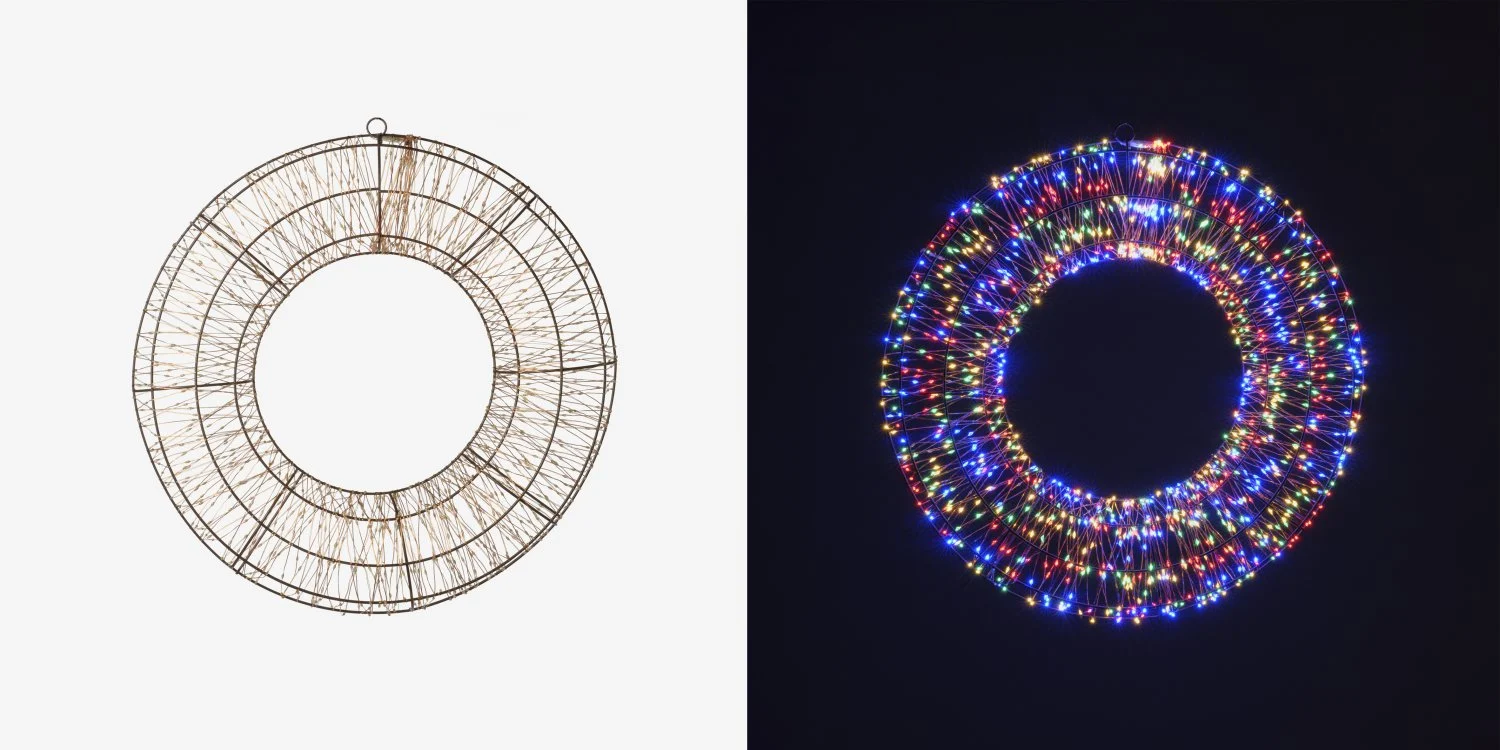 Conti Corona Natale 1200 Luci D 50 Cm 8 Funzioni Adattatore Multicolor
