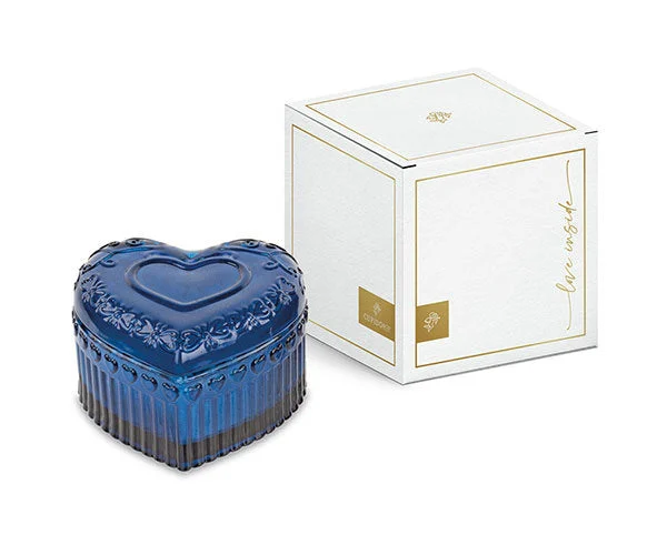 Cupido&Co. Candela Cuore Vetro Blu Profumata con Scatola