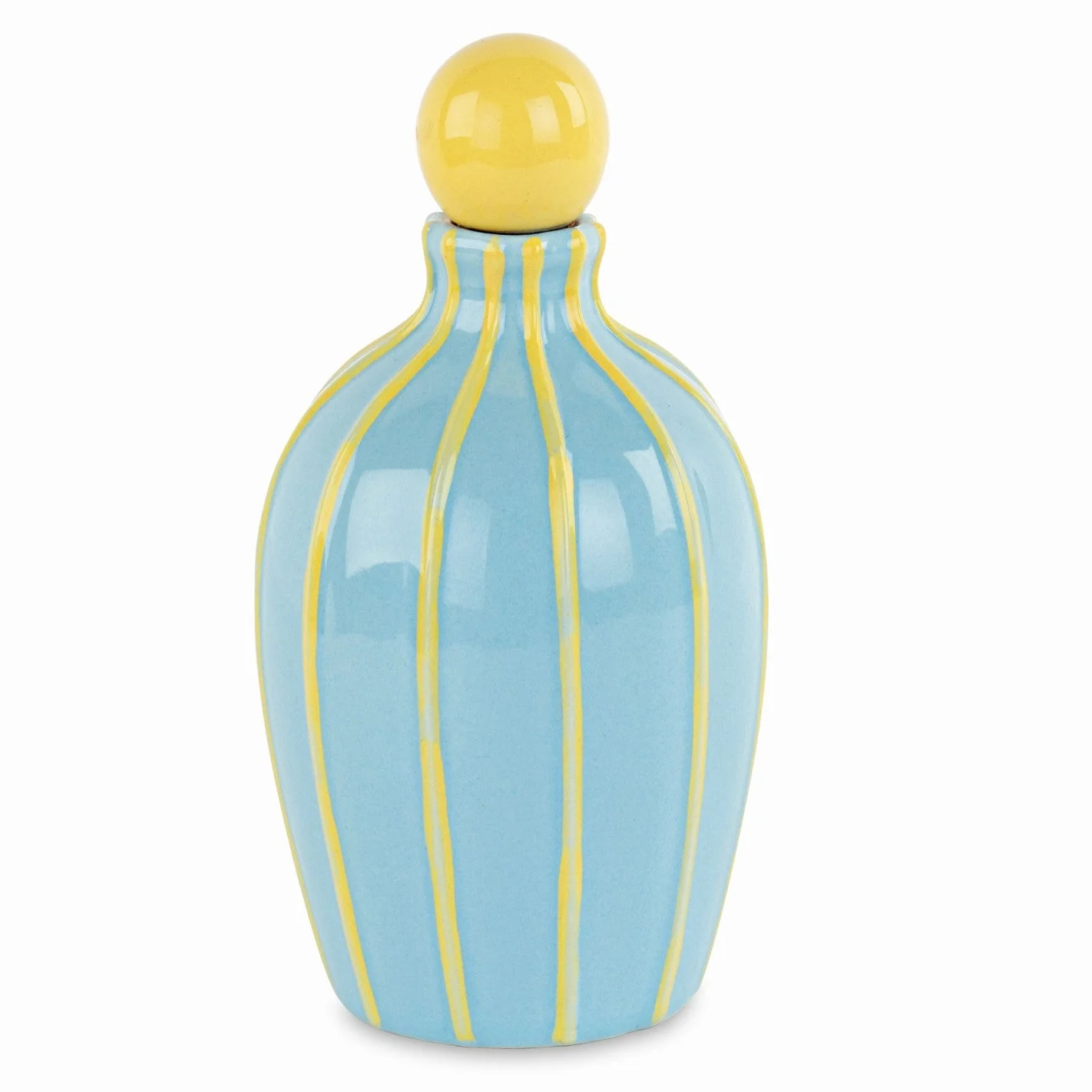 Cupido&Co. Oliera Azzurra Righe Gialle con Scatola D 9,5 Cm H 16,5 Cm