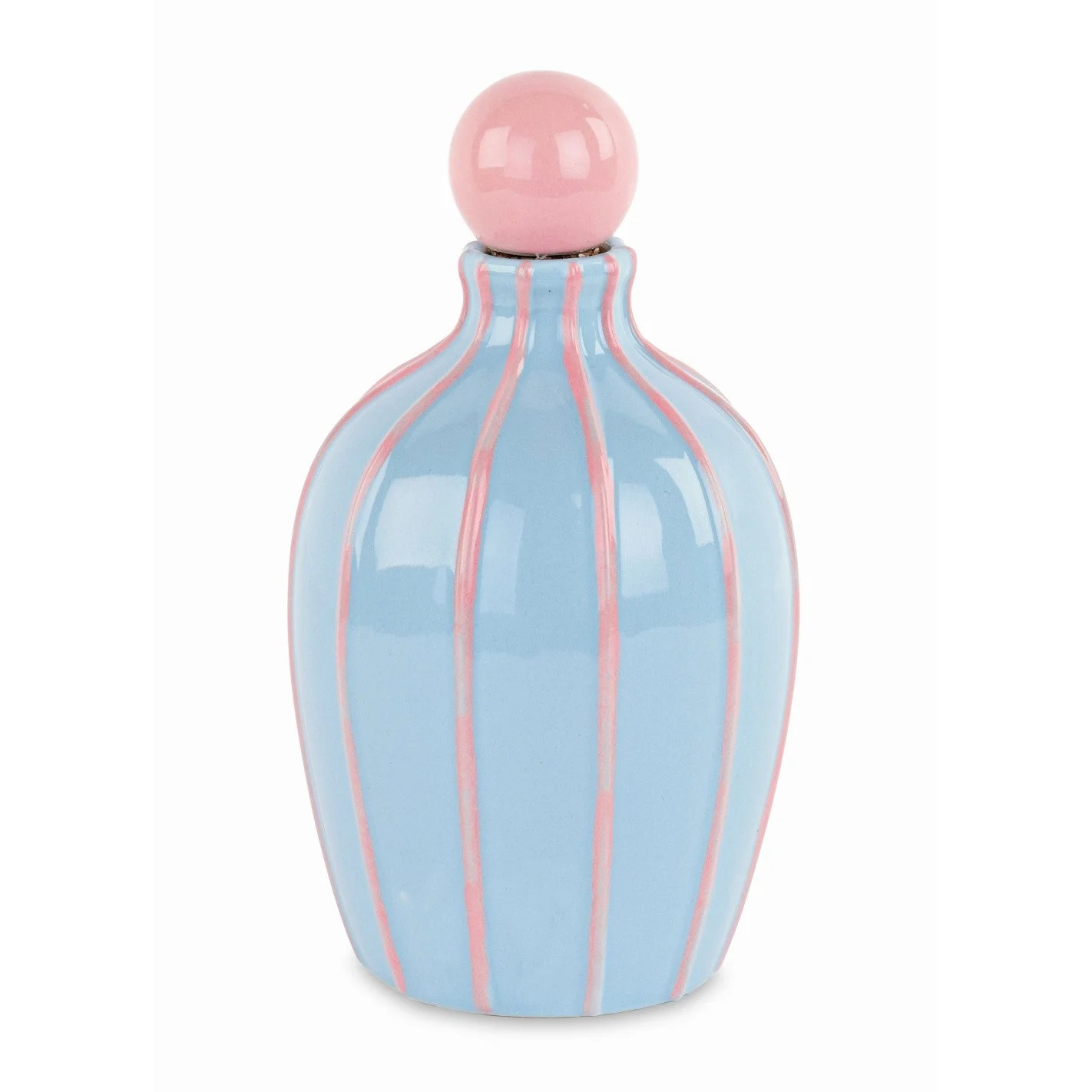 Cupido&Co. Oliera Azzurra Righe Rosa con Scatola D 9,5 Cm H 16,5 Cm