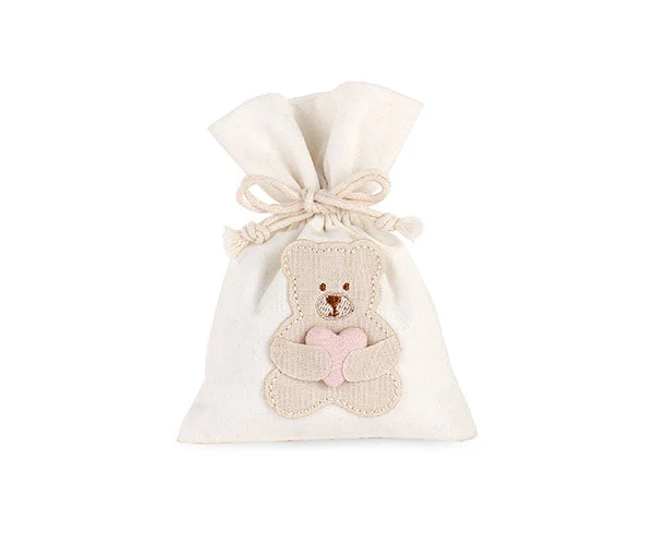Cupido&Co. Sacchetto Orsetto Cuore Rosa 100 x 140 Mm Beige 12 Pz