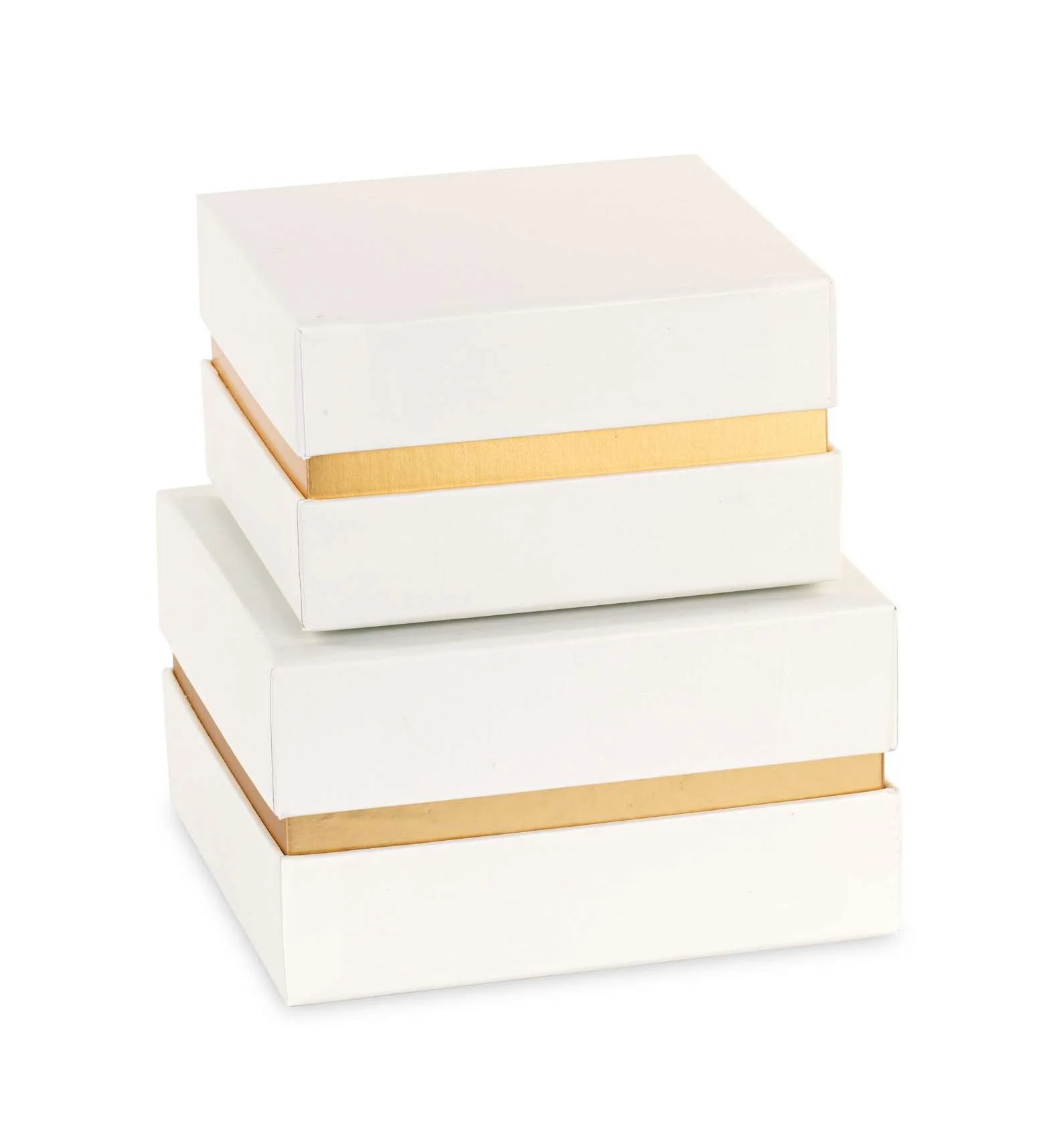 Cupido&Co. Set 2 Scatole Avorio e Oro con Inserto 120 x 120 x 70/140 x 140 x 80 Mm