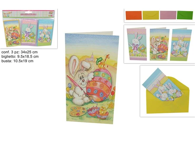 DUE ESSE DISTRIBUZIONI Biglietti Auguri Pasquali Set 3 Pz