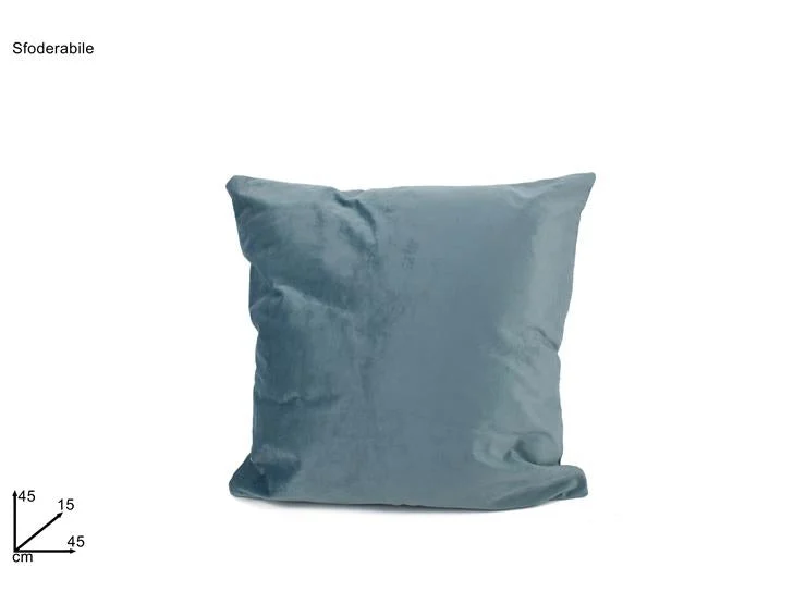 DUE ESSE DISTRIBUZIONI Cuscino Sfoderabile 45 x 45 Cm Velluto Celeste Scuro