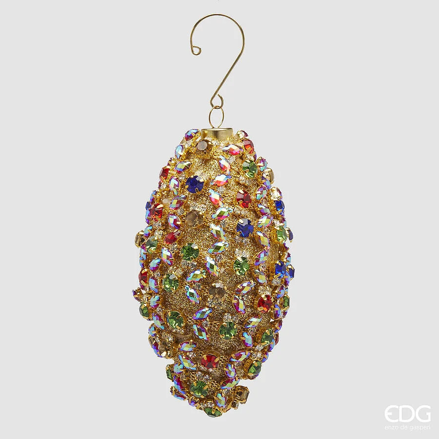 EDG Enzo De Gasperi Addobbo Natale Fuso Strass H 14 Cm D 7 Cm Multicolor 1 Pz