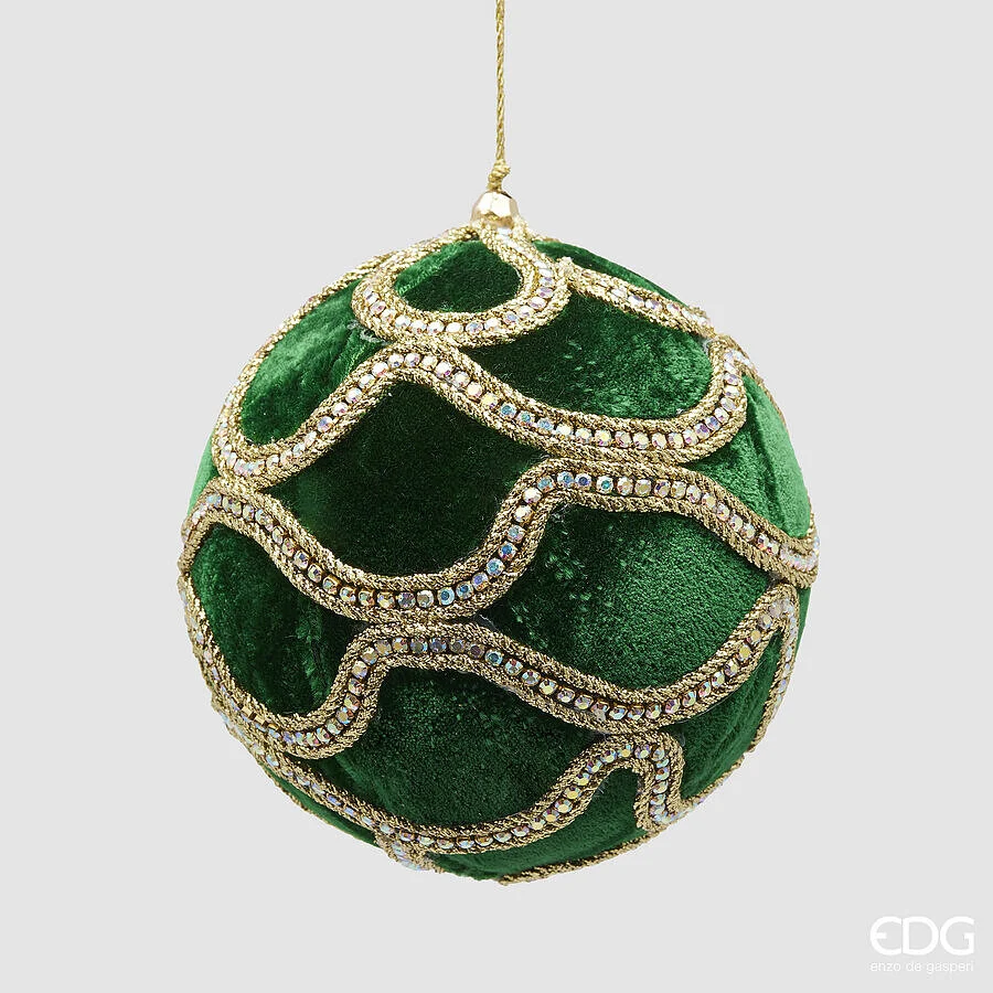 EDG Enzo De Gasperi Addobbo Natale Palla Decogemme D 12 Cm Green Gold 1 Pz