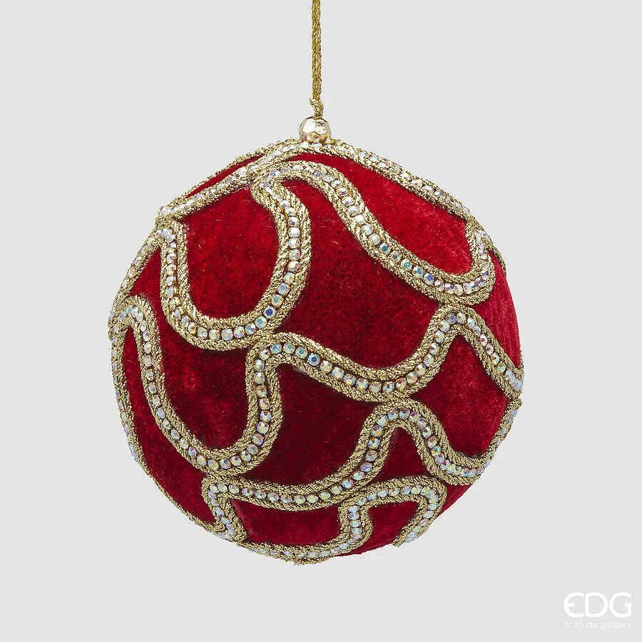 EDG Enzo De Gasperi Addobbo Natale Palla Decogemme D 12 Cm Red Gold 1 Pz