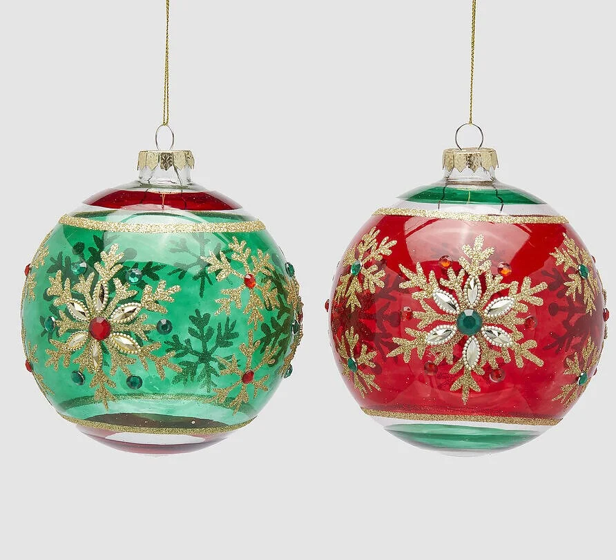 EDG Enzo De Gasperi Addobbo Natale Palla Fiocconeve D 12 Cm Verde Rosso 1 Pz