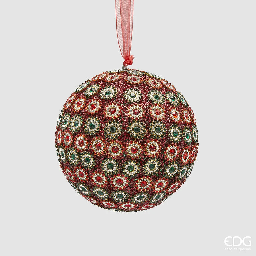 EDG Enzo De Gasperi Addobbo Natale Palla Jewel D 10 Cm Green Red 1 Pz