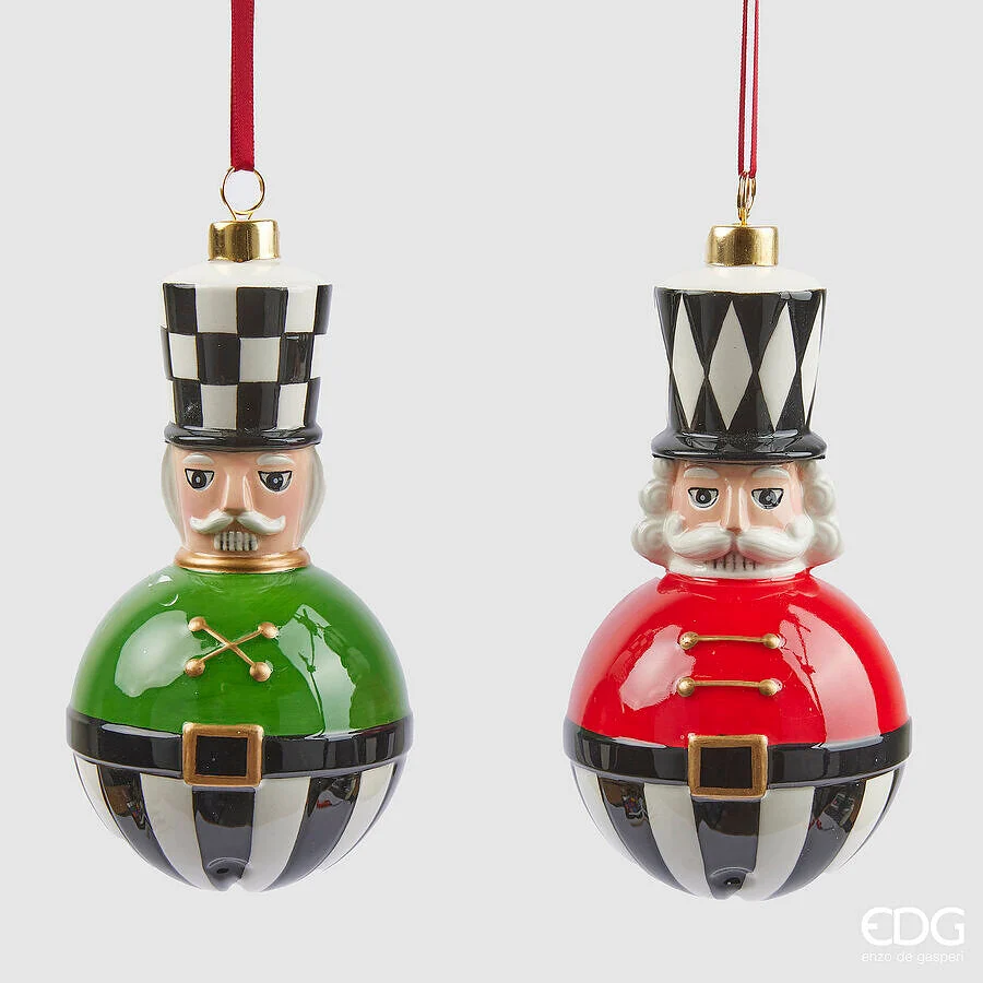 EDG Enzo De Gasperi Addobbo Natale Soldatino Scacchi H 14 Cm Green Red 1 Pz
