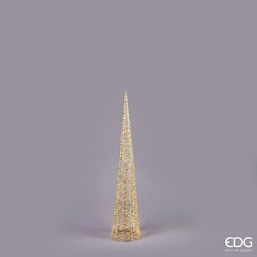 EDG Enzo De Gasperi Albero di Natale Led Stripes Cono 1440 MicroLed H 150 Cm D 28 Cm Oro