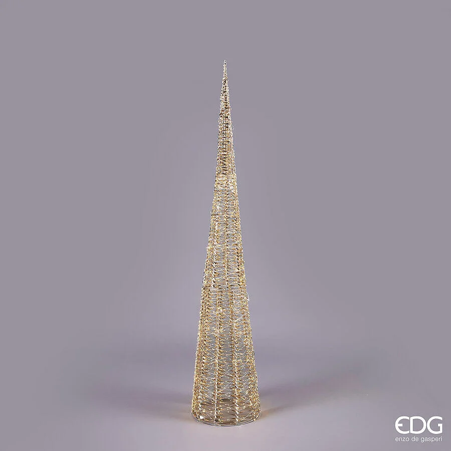 EDG Enzo De Gasperi Albero di Natale Led Stripes Cono 2400 MicroLed H 210 Cm D 40 Cm Gold