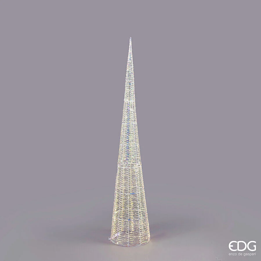 EDG Enzo De Gasperi Albero di Natale Led Stripes Cono 2400 MicroLed H 210 Cm D 40 Cm Natural