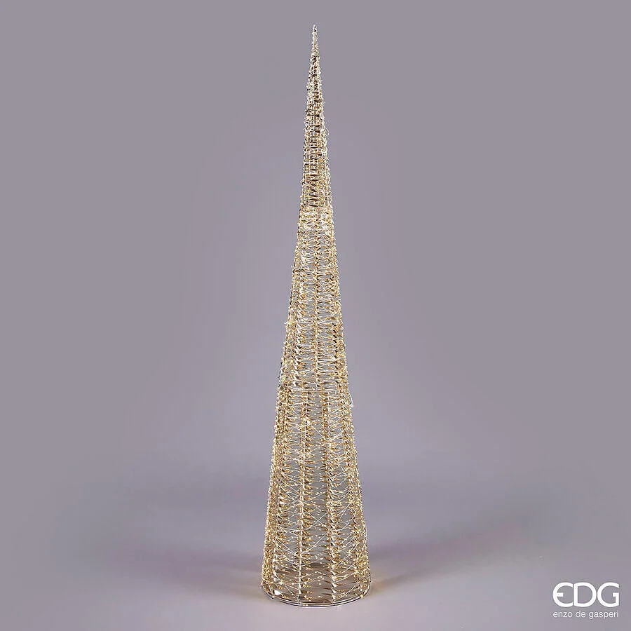 EDG Enzo De Gasperi Albero di Natale Led Stripes Cono 3200 MicroLed H 280 Cm D 45 Cm Gold