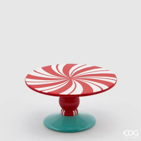 EDG Enzo De Gasperi Alzata di Natale Candycane H 11 Cm D 21 Cm White Red