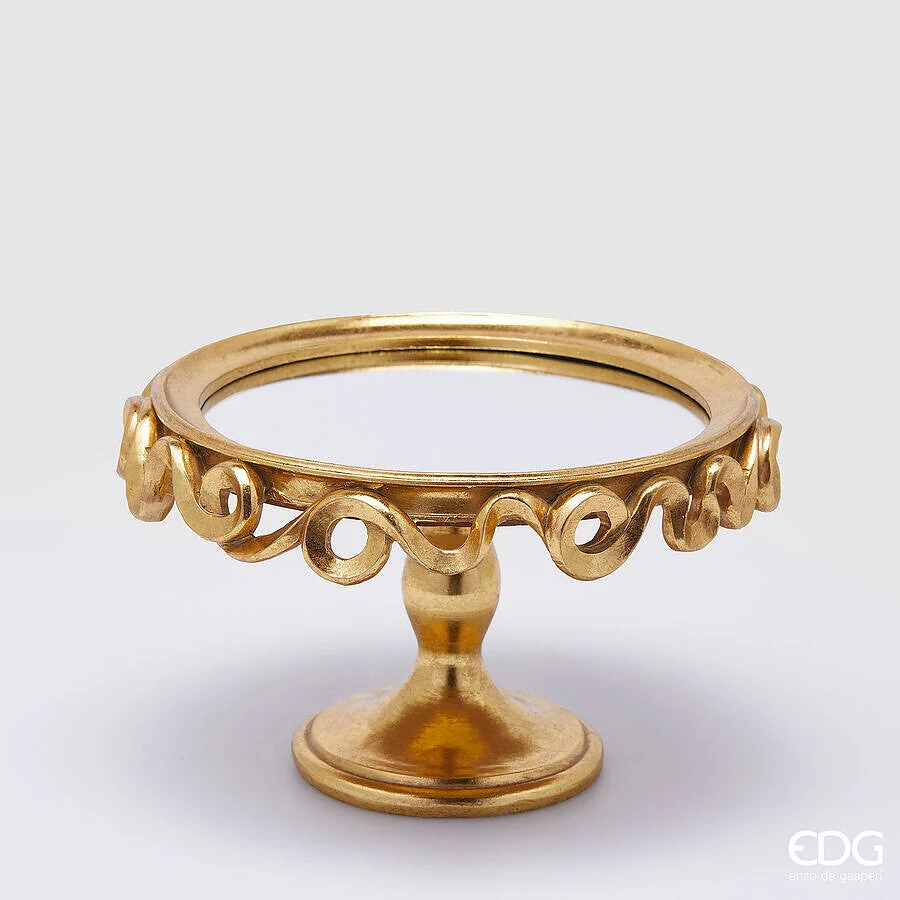 EDG Enzo De Gasperi Alzata di Natale Decorativa Balze Rotonda H 14,5 Cm D 25 Cm Gold