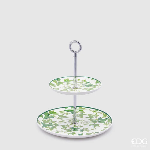 EDG Enzo De Gasperi Alzata H 25 Cm D 23 Cm Colore Bianco e Verde