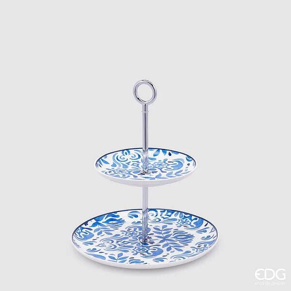 EDG Enzo De Gasperi Alzata H 25 Cm D 23 Cm Colore Bianco Royal Blue