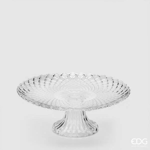 EDG Enzo De Gasperi Alzata Rotonda con Rombi H 9 Cm D 25 Cm Trasparente