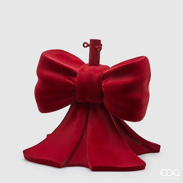 EDG_Enzo De Gasperi Base per Albero Natale Pino Fiocco Velluto H 45 Cm L 43 Cm L 43 Cm Burgundy