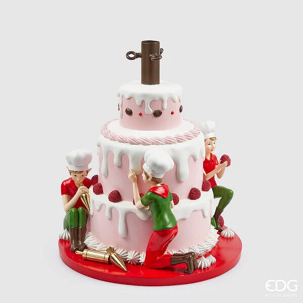 EDG Enzo De Gasperi Base per Albero Natale Pino Torta H 47 Cm D 41 Cm Verde Rosa