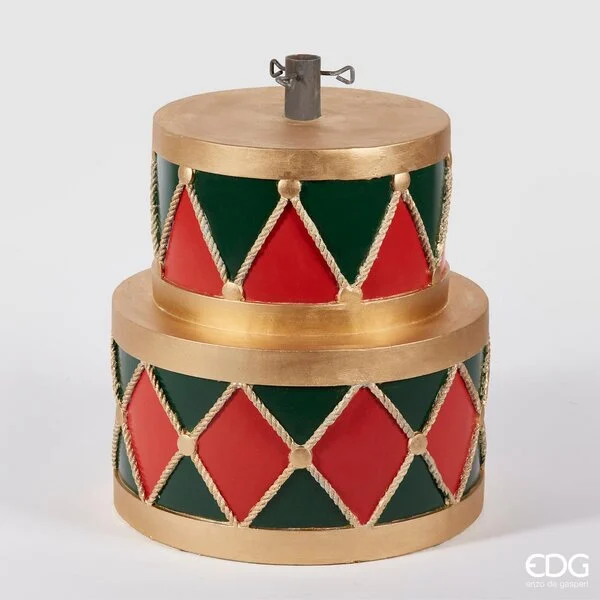 EDG Enzo De Gasperi Base per Albero Natale Tamburo per Pino H 49 Cm D 45 Cm 19 Kg Verde Rosso