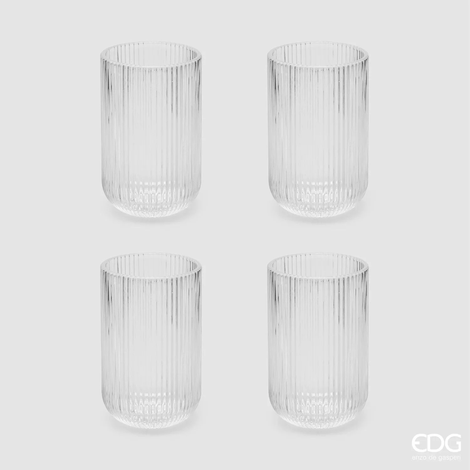 EDG Enzo De Gasperi Bicchiere Righe Tumbler H 12 Cm D 8 Cm 4 Pz