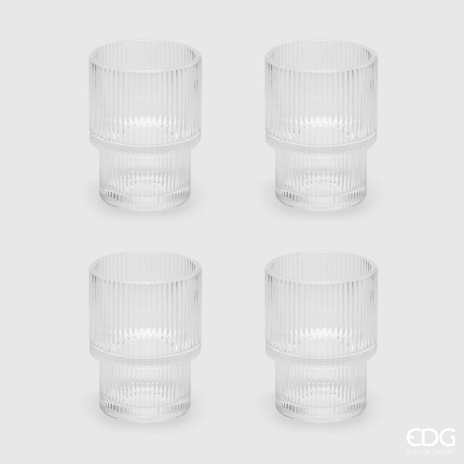 EDG Enzo De Gasperi Bicchiere Righe Tumbler H 8,5 Cm D 6,5 Cm 4 Pz