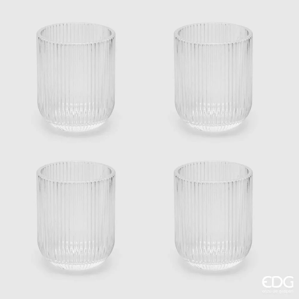 EDG Enzo De Gasperi Bicchiere Righe Tumbler H 9 Cm D 7 Cm 4 Pz