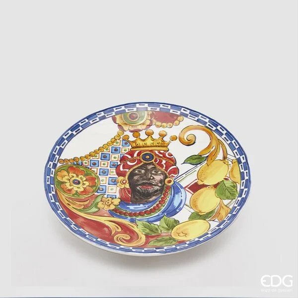 EDG Enzo De Gasperi Caltagirone Piatto Frutta H 2 Cm D 21,5 Cm