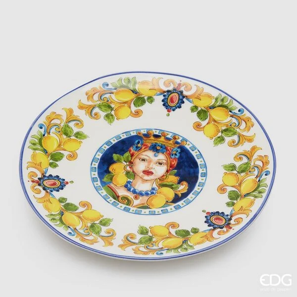 EDG Enzo De Gasperi Caltagirone Piatto Piano H 2,5 Cm D 29 Cm