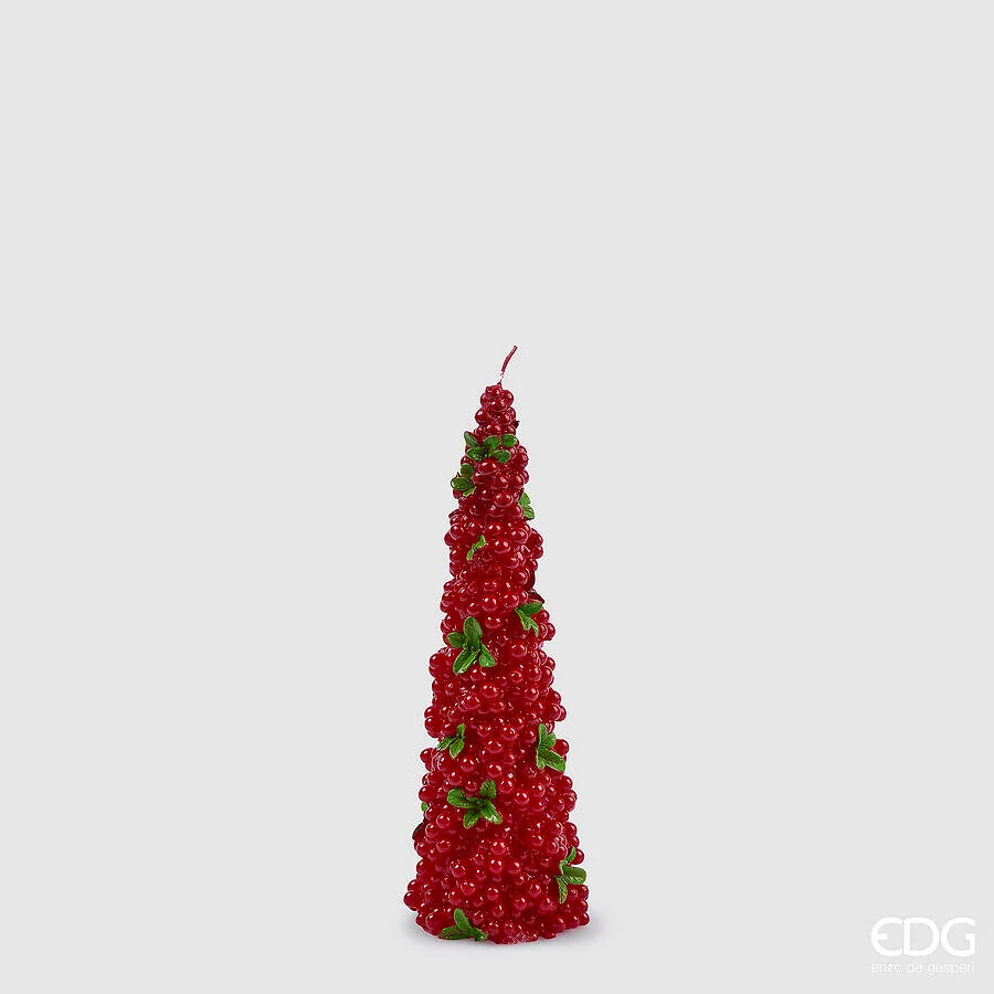 EDG Enzo De Gasperi Candela Natale Bacche Cono H 22 Cm D 8 Cm Verde Rosso