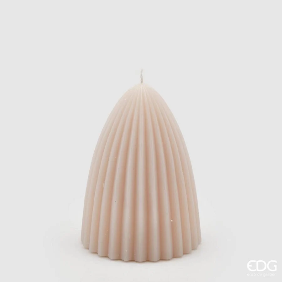 EDG Enzo De Gasperi Candela Curvy Righe H 13,5 Cm D 9 Cm Rosa Chiaro