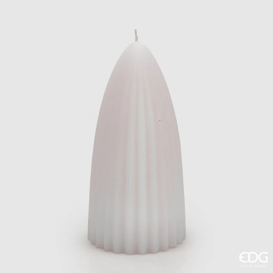 EDG Enzo De Gasperi Candela Curvy Righe H 18 Cm D 9 Cm Bianco