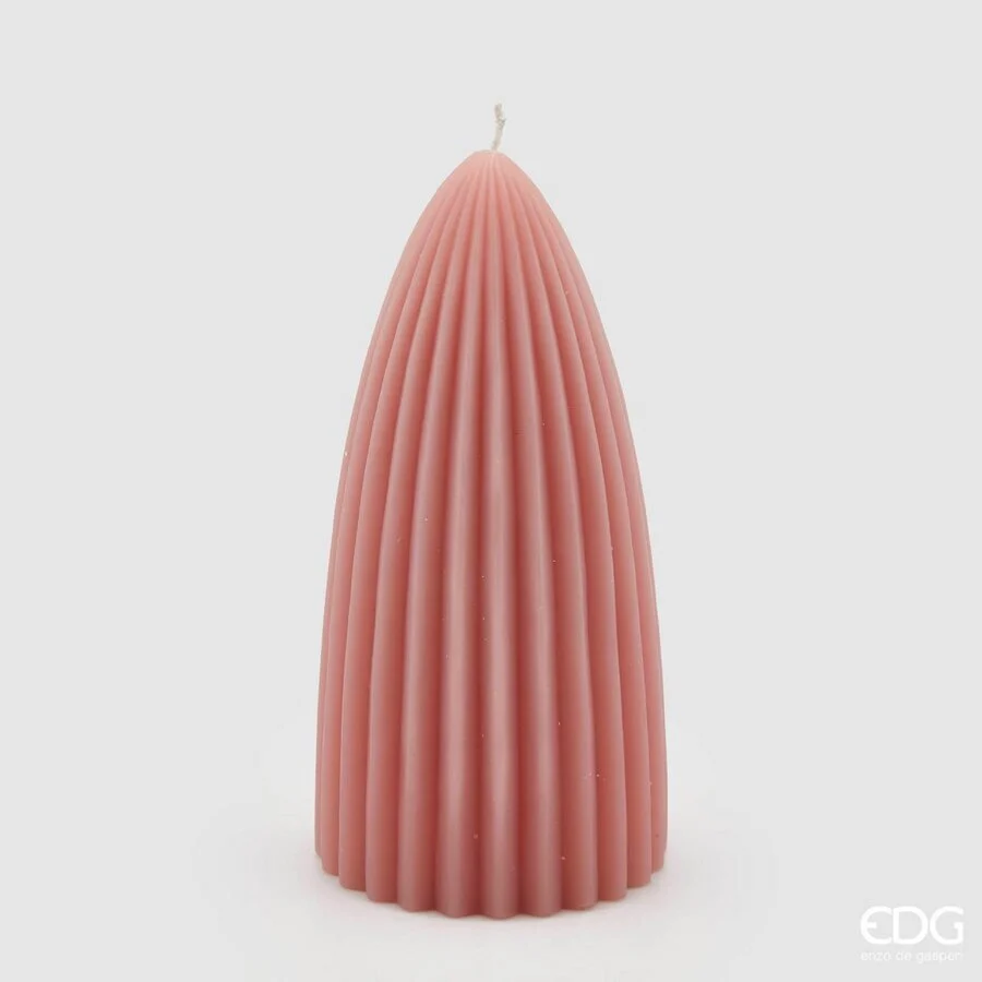 EDG Enzo De Gasperi Candela Curvy Righe H 18 Cm D 9 Cm Rosa Antico