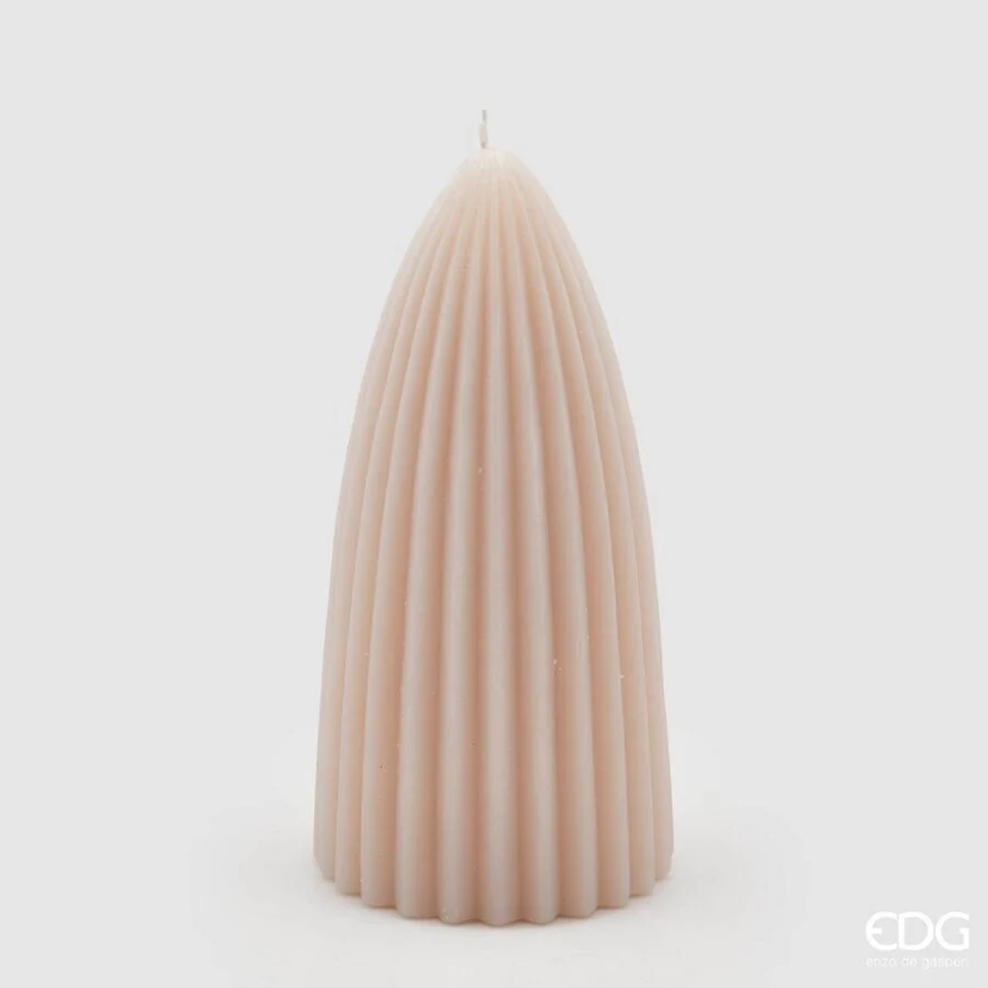 EDG Enzo De Gasperi Candela Curvy Righe H 18 Cm D 9 Cm Rosa Chiaro