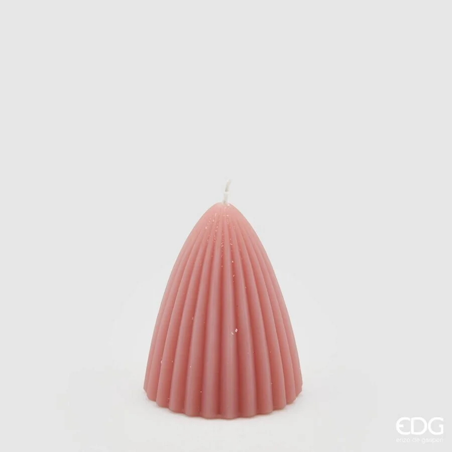 EDG Enzo De Gasperi Candela Curvy Righe H 9,5 Cm D 7,5 Cm Rosa Antico