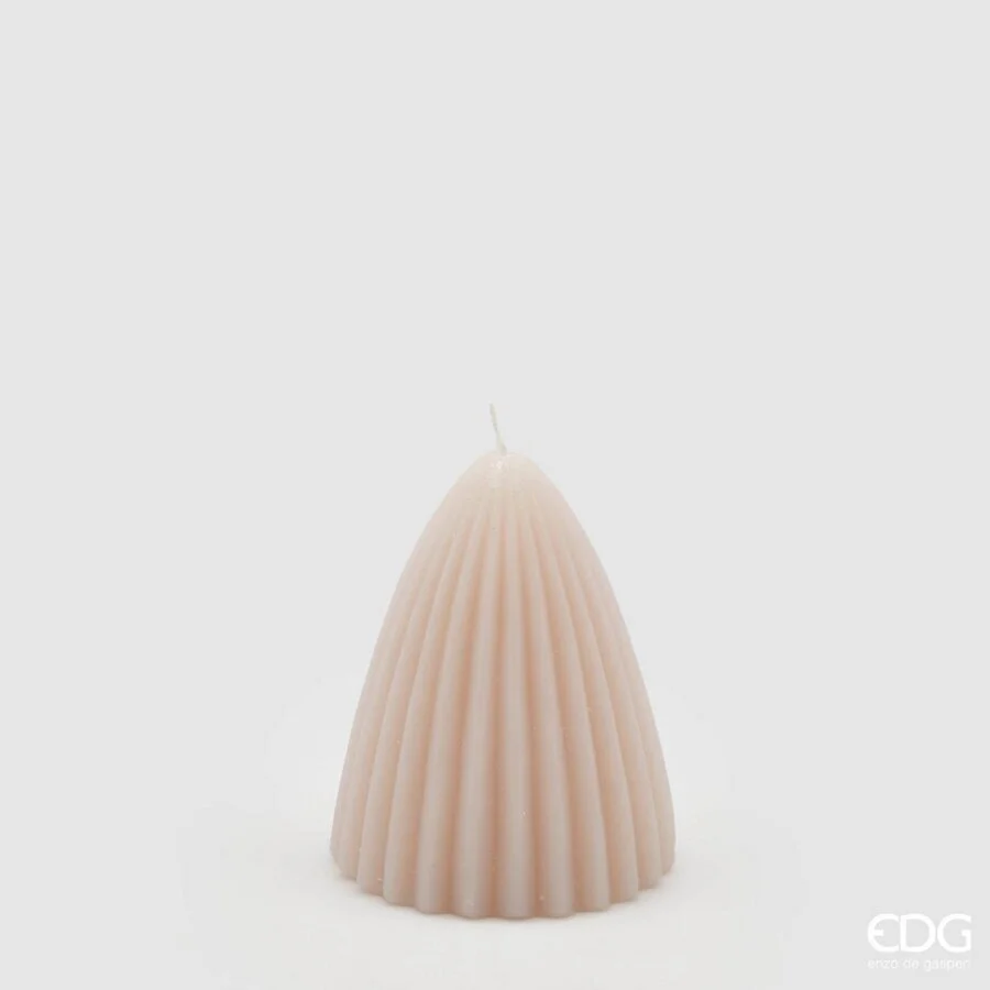 EDG Enzo De Gasperi Candela Curvy Righe H 9,5 Cm D 7,5 Cm Rosa Chiaro