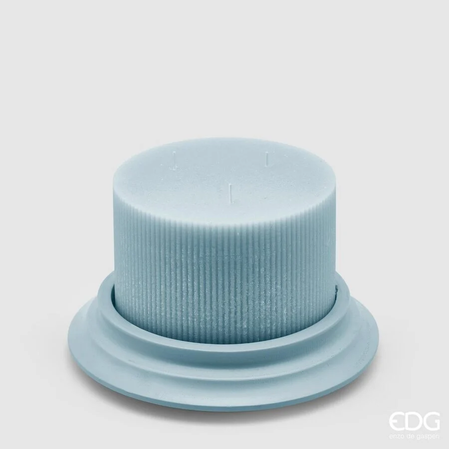 EDG Enzo De Gasperi Candela Dorica con Piatto H 10 Cm D 15 Cm Celeste