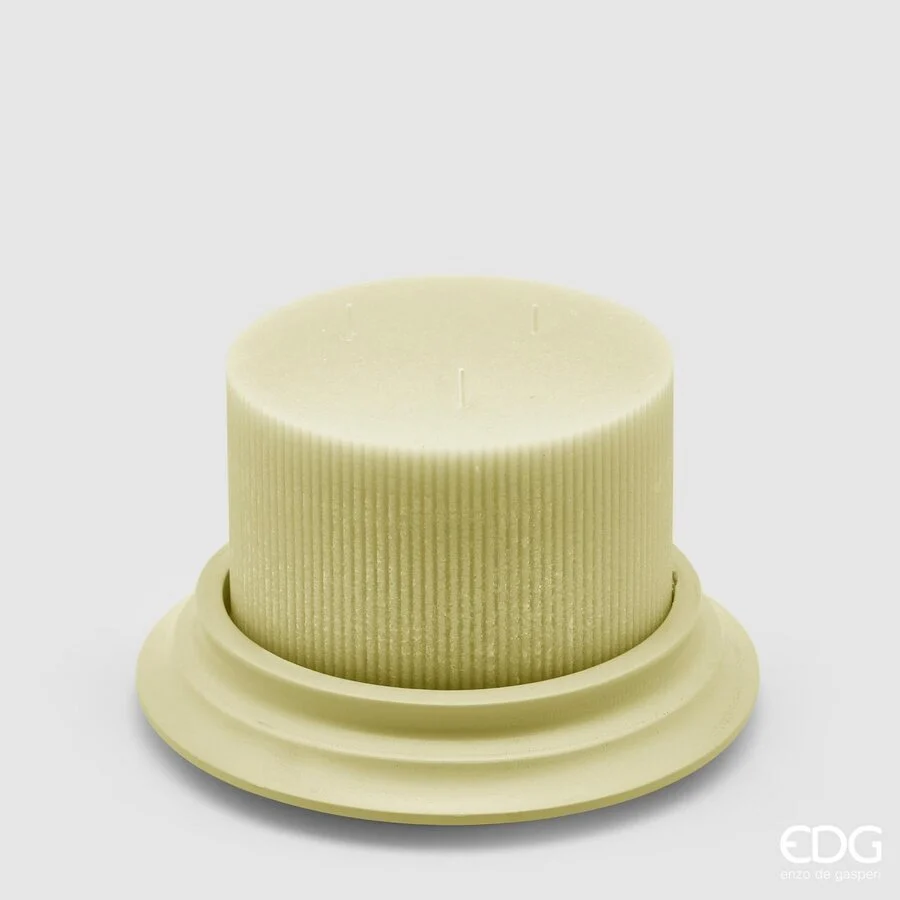 EDG Enzo De Gasperi Candela Dorica con Piatto H 10 Cm D 15 Cm Giallo Chiaro
