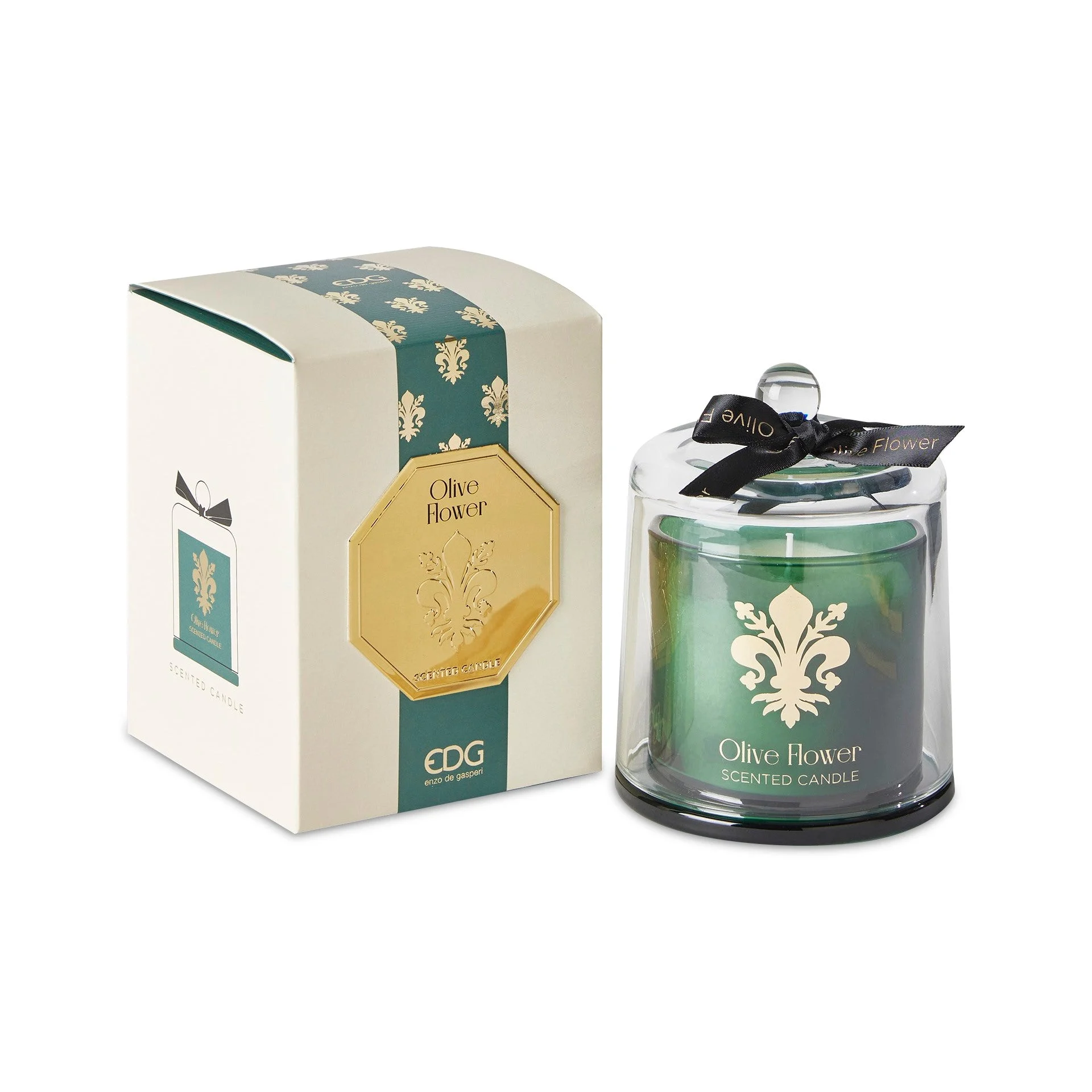 EDG Enzo De Gasperi Candela Goldlily con Cupola  H 15 Cm Olive Flower