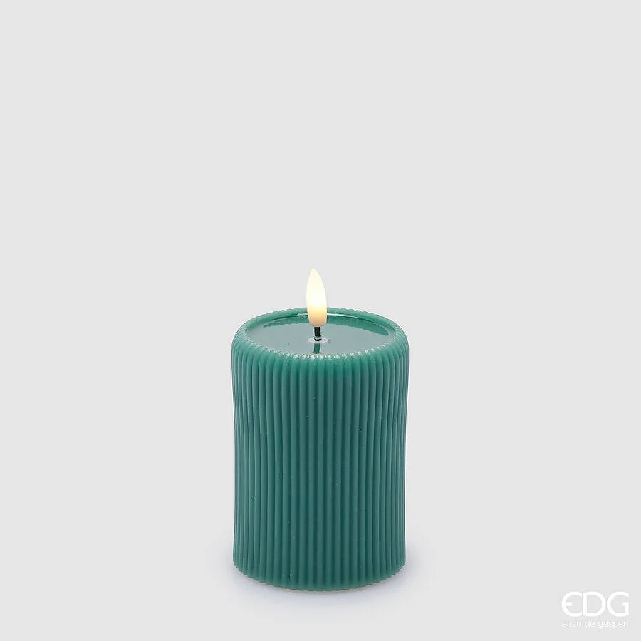 EDG Enzo De Gasperi Candela Led Lounge Moccolo H 10 Cm D 7,5 Cm Verde