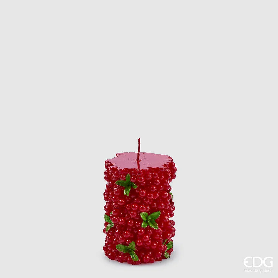 EDG Enzo De Gasperi Candela Moccolo Bacche H 10 Cm D 7 Cm Verde Rosso
