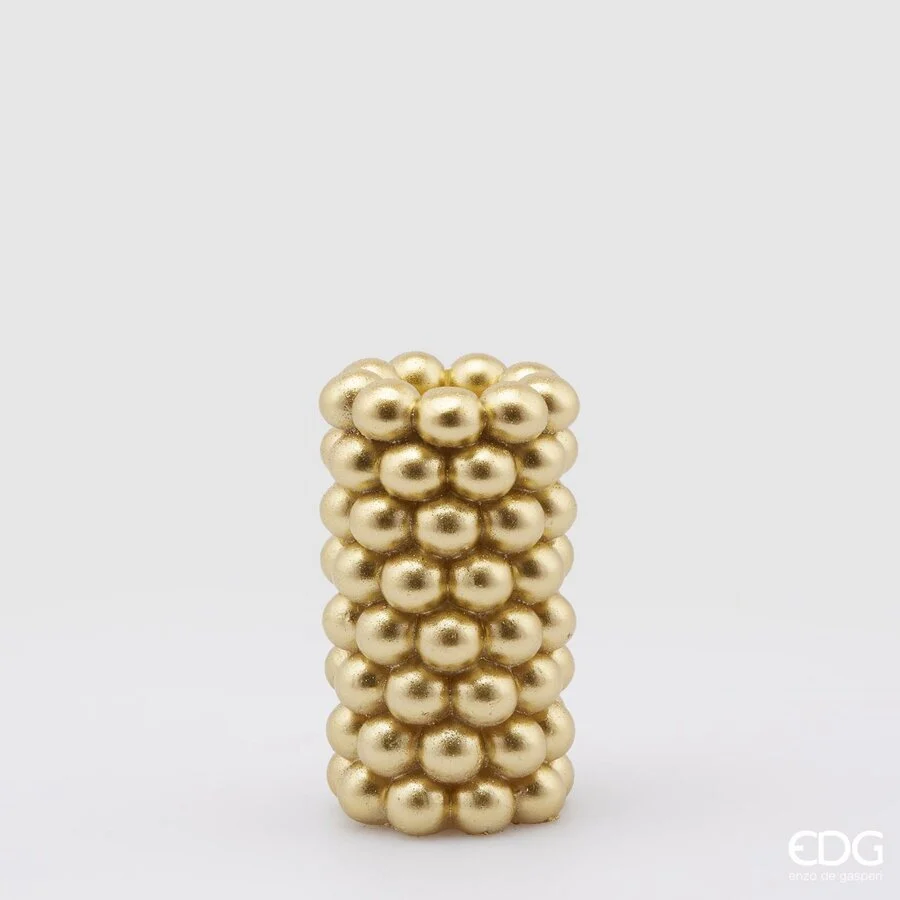 EDG Enzo De Gasperi Candela Natale Moccolo Sfere H 15 Cm D 8  Cm Oro