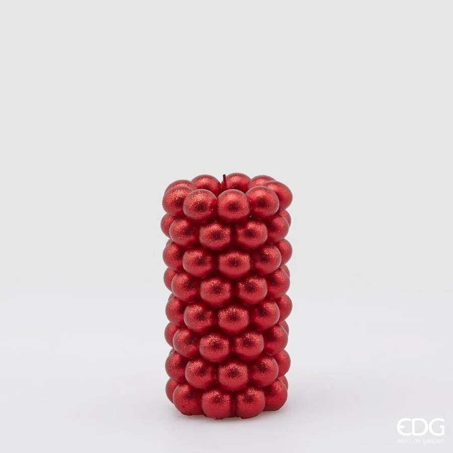 EDG Enzo De Gasperi Candela Natale Moccolo Sfere H 15 Cm D 8  Cm Rosso