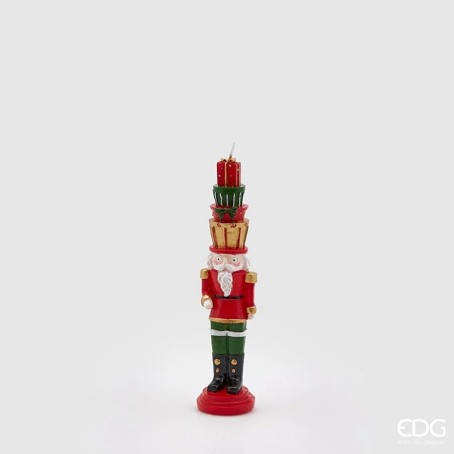 EDG Enzo De Gasperi Candela Natale Soldatino Doni H 22 Cm Rosso Oro