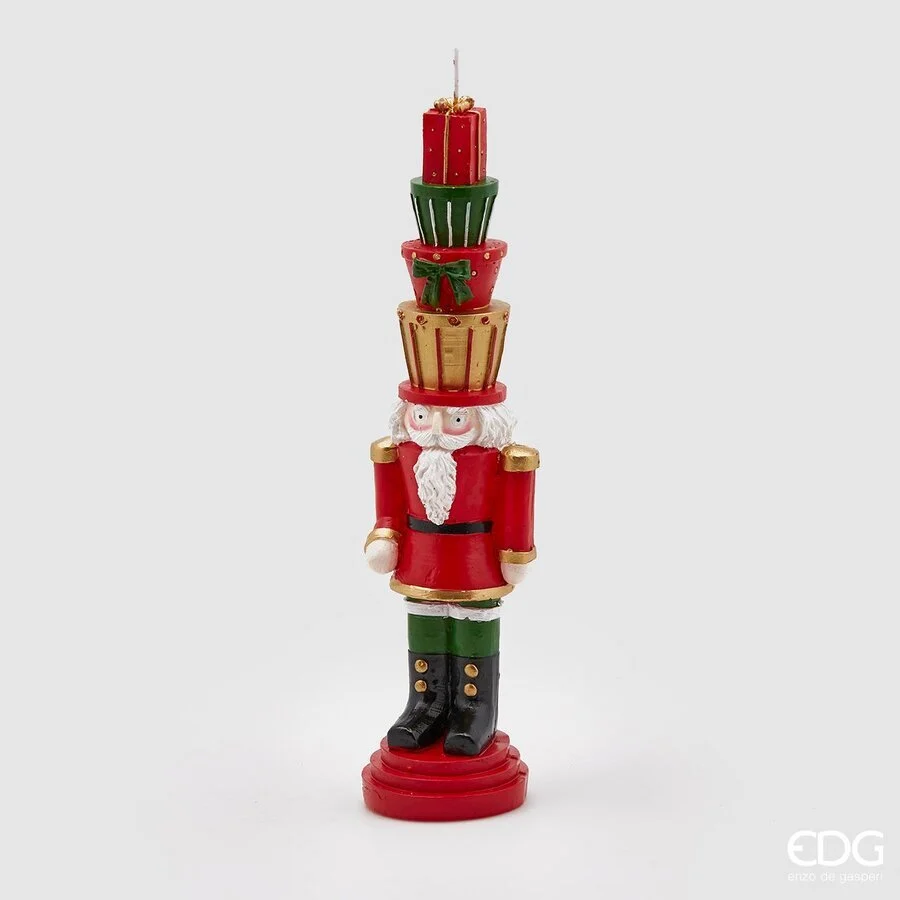EDG Enzo De Gasperi Candela Natale Soldatino Doni H 34 Cm Rosso Oro